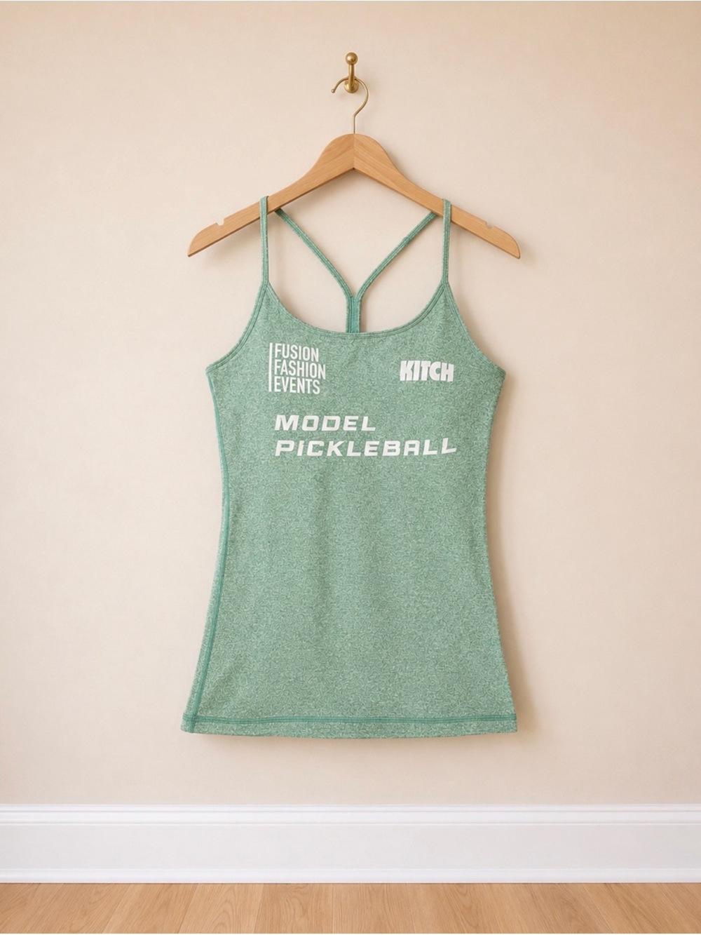 Kitsch Mint Green Racerback Tank with White Logo